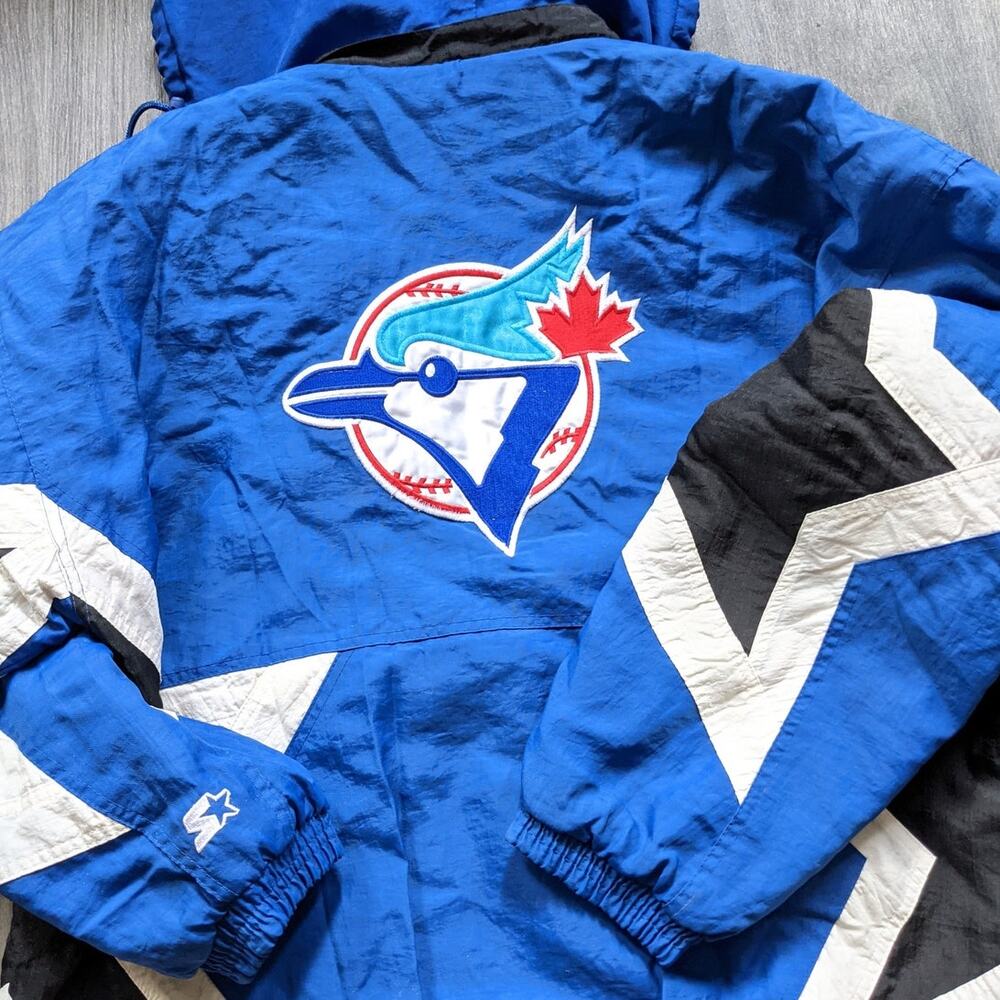 Toronto Blue Jays 90s STARTER puffer STARS jacket L blue black MLB vintage